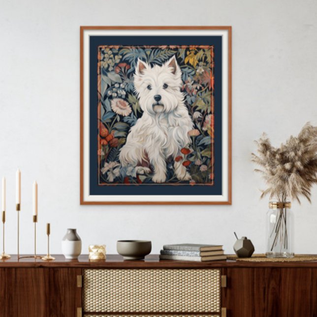 West Highland White Terrier Westie Tapestry Style Fotodruck (Frame and mat not included.)