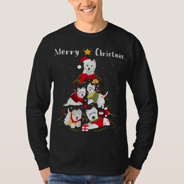 West Highland White Terrier Westie Weihnachtsbaum T-Shirt (Vorderseite)
