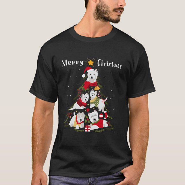 West Highland White Terrier Westie Weihnachtsbaum T-Shirt (Vorderseite)