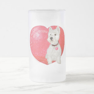 West Highland White Terrier zum Valentinstag Mattglas Bierglas