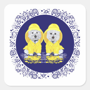 West Highland White Terriers Regen Quadratischer Aufkleber