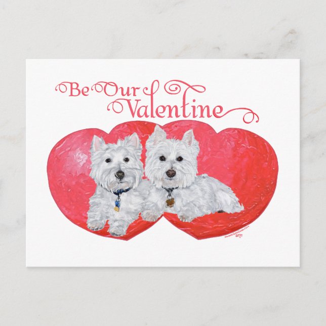 West Highland White Terriers Valentine Feiertagspostkarte (Vorderseite)