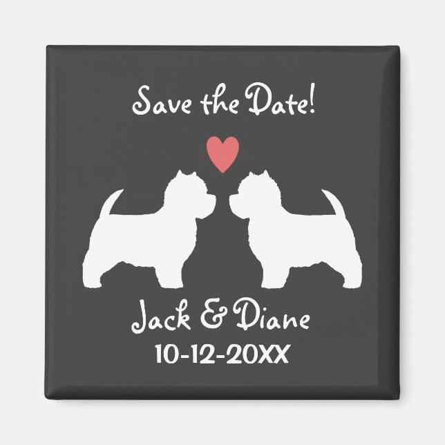West Highland White Terriers Wedding Save the Date Magnet (Vorne)