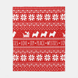 West Highland White Terriers Weihnachtswestie Hund Fleecedecke