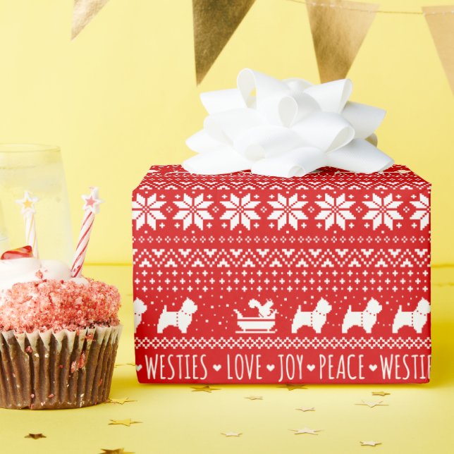 West Highland White Terriers Westie Christmas Wrap Geschenkpapier (Geburtstagsparty)