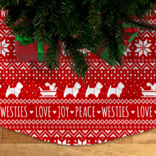 West Highland White Terriers Westie Dogs Holiday B Polyester Weihnachtsbaumdecke