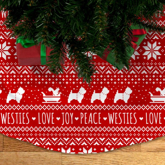 West Highland White Terriers Westie Dogs Holiday B Polyester Weihnachtsbaumdecke (Von Creator hochgeladen)