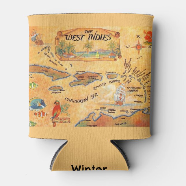 West Indies Caribbean Islands Map Can Cooler Dosenkühler (Vorderseite)
