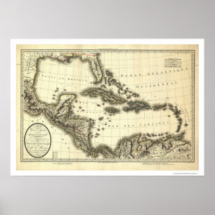 West Indies & Gulf of Mexico Karte 1806 Poster