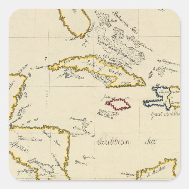 West Indies Quadratischer Aufkleber (Vorderseite)