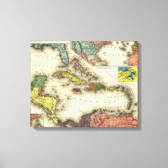 West IndiesPanoramablick KarteWestindien Leinwanddruck (Vorderseite)