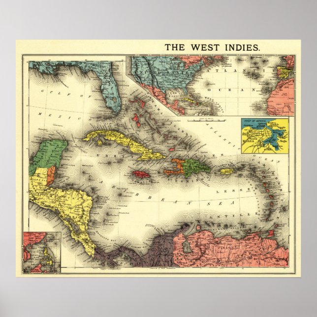 West IndiesPanoramablick KarteWestindien Poster (Vorne)