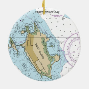 West Island Fairhaven MA Chart Keramik Ornament