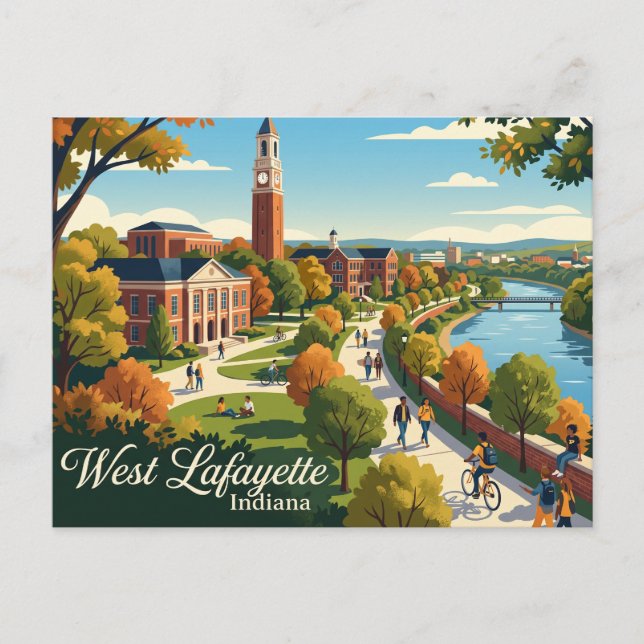 West Lafayette Indiana Postkarte (Vorderseite)