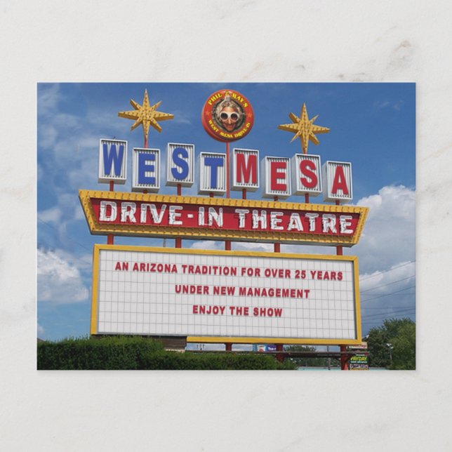 West Mesa Drive-In's Marquee Postcard Postkarte (Vorderseite)