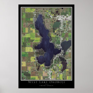 West Okoboji Lake Iowa Satellite Poster Karte