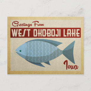 West Okoboji Seen Fischen Postkarte
