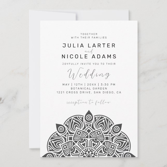 West Pacific Variant Oval Classic Mandala Wedding Einladung (Vorderseite)