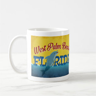 West Palm Beach Florida Delfin Retro Vintage Reise Kaffeetasse