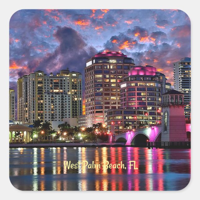 West Palm Beach, Florida Quadratischer Aufkleber (Vorderseite)