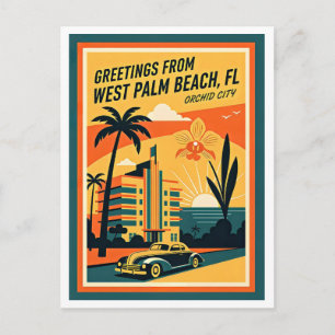 West Palm Beach Florida Retro-Reiseziel Postkarte