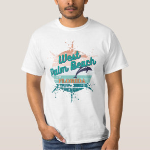 West Palm Beach Florida Retro Vintager Sonnenunter T-Shirt
