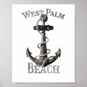 West Palm Beach Florida Vacation Nautical Anchor Poster