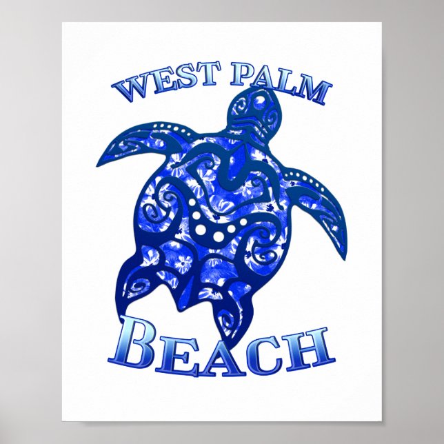 West Palm Beach Florida Vacation Tribal Turtle Poster (Vorne)