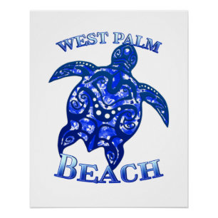 West Palm Beach Florida Vacation Tribal Turtle Poster