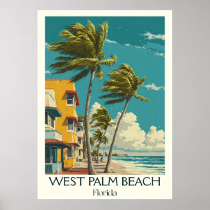 West Palm Beach Florida Vintag City Street Art Poster