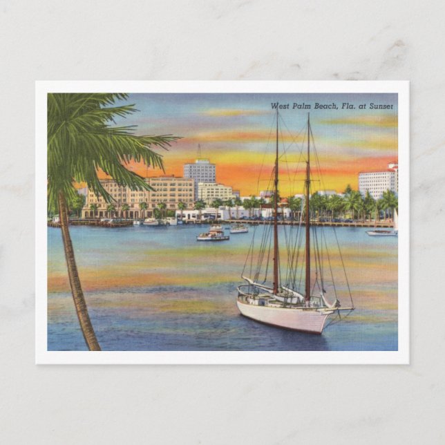 West Palm Beach Florida Vintag Sunset Postkarte (Vorderseite)