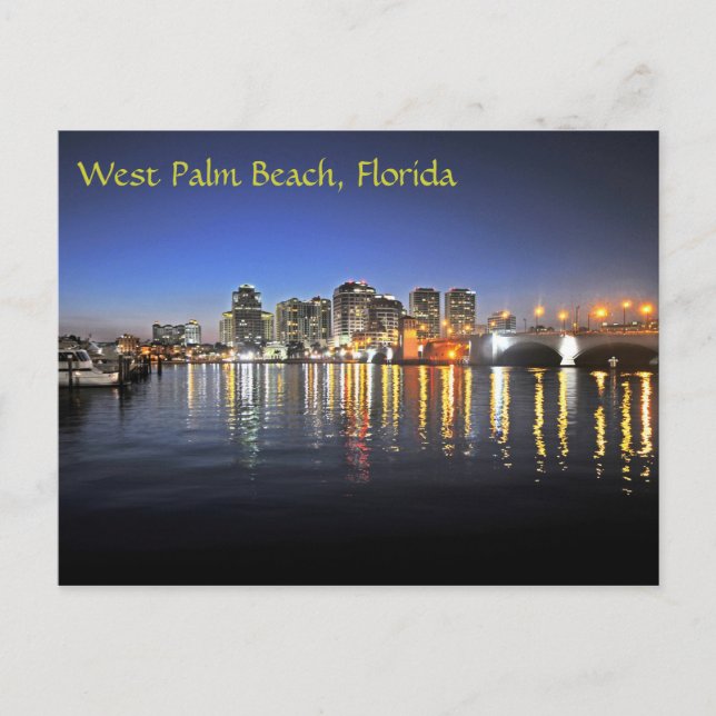 West Palm Beach in der Dämmerung Postkarte (Vorderseite)