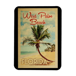West Palm Beach Palm Tree Vintage Travel Magnet