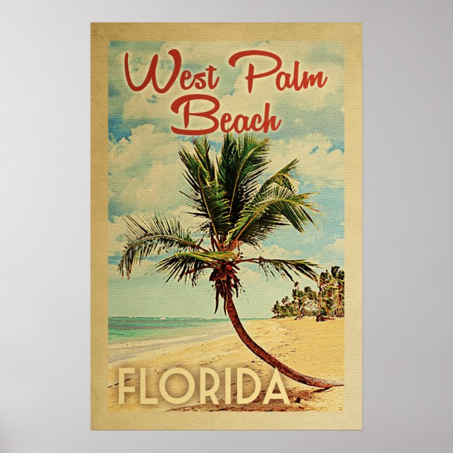 West Palm Beach Poster Palm Tree Vintag (Vorne)