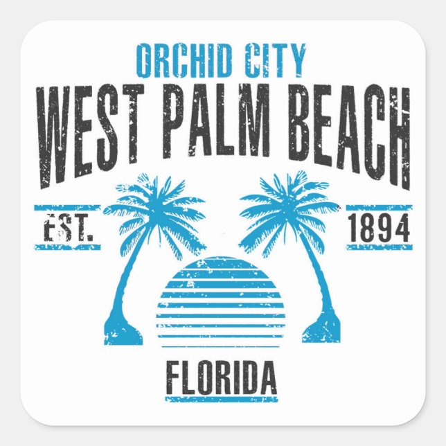 West Palm Beach Quadratischer Aufkleber (Vorderseite)