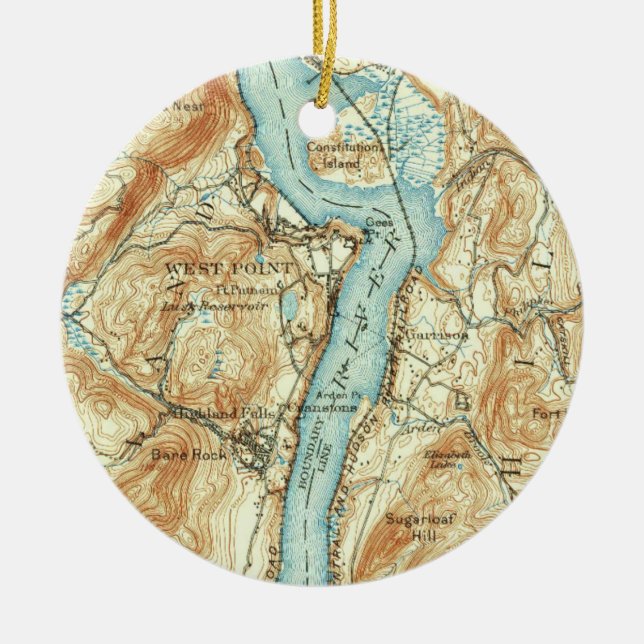 West Point NY Vintag Map Keramik Ornament (Vorne)