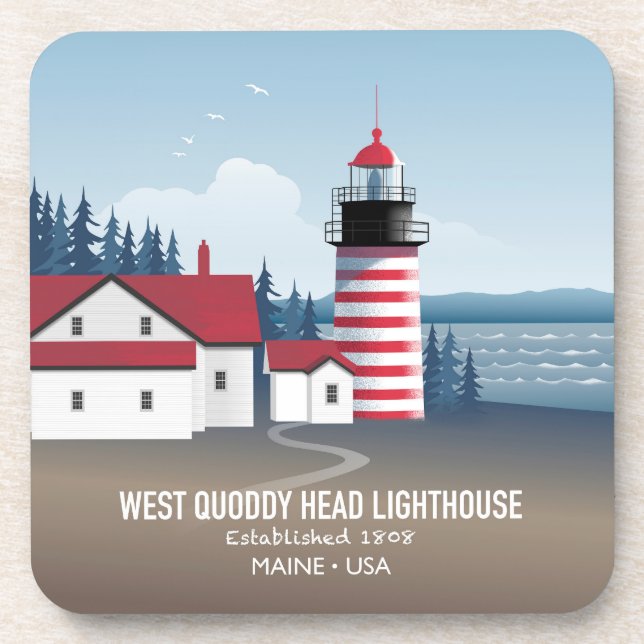 West Quoddy Head Leuchtturm Getränkeuntersetzer (Vorderseite)