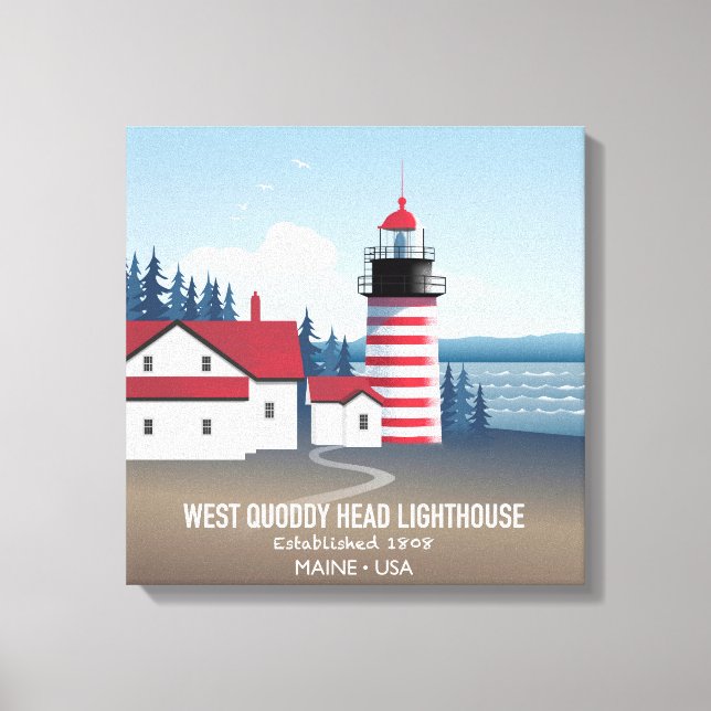 West Quoddy Head Leuchtturm Leinwanddruck (Vorderseite)