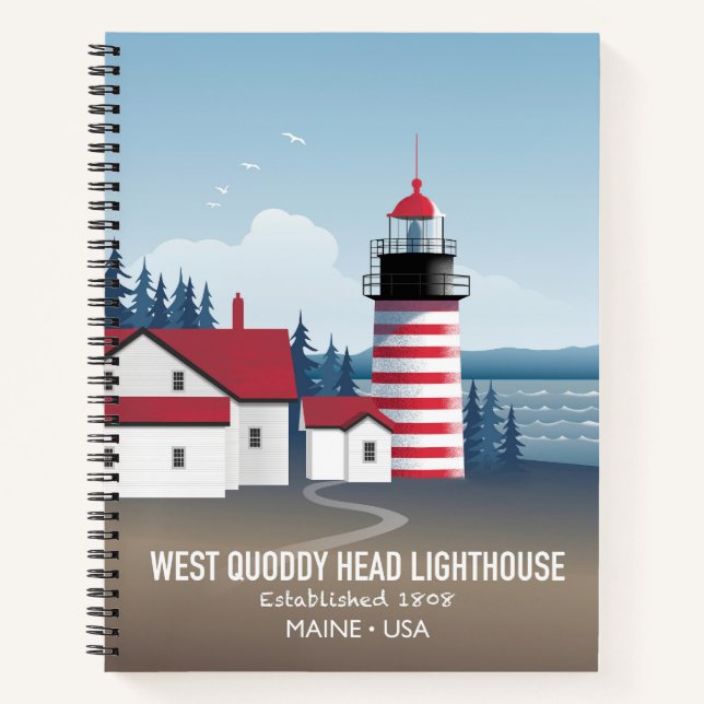 West Quoddy Head Leuchtturm Notizbuch (Vorderseite)