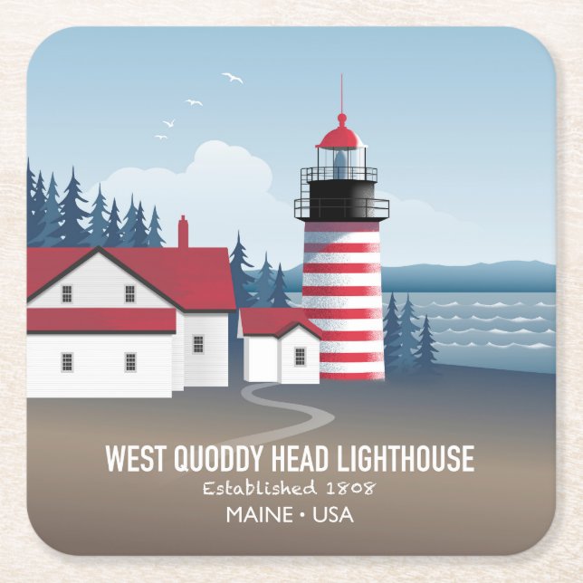 West Quoddy Head Leuchtturm Rechteckiger Pappuntersetzer (Vorderseite)