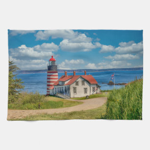 West Quoddy Head Lighthouse, Lubec, Maine Geschirrtuch