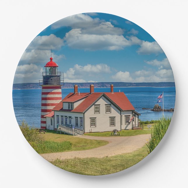 West Quoddy Head Lighthouse, Lubec, Maine Pappteller (Vorderseite)
