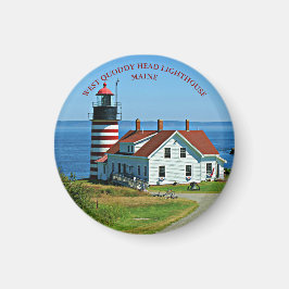 West Quoddy Head Lighthouse, Maine Round Magnet