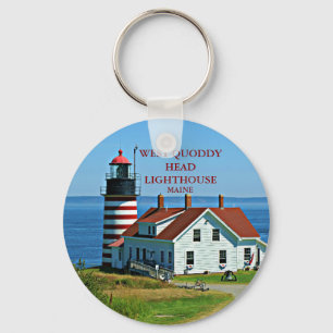 West Quoddy Head Lighthouse, Maine Round Schlüssel Schlüsselanhänger