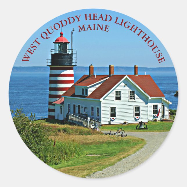 West Quoddy Head Lighthouse, Maine Round Stickers (Vorderseite)