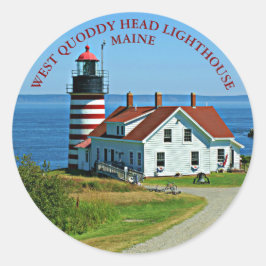 West Quoddy Head Lighthouse, Maine Round Stickers