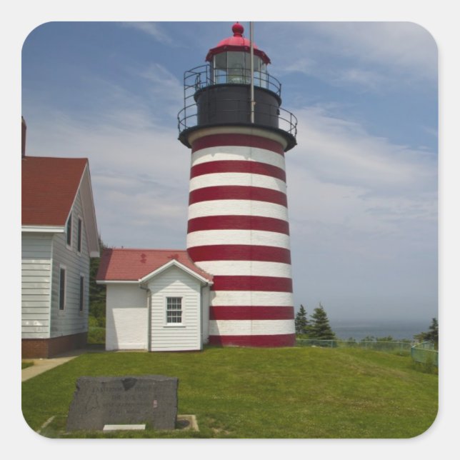 West Quoddy Head Lighthouse Staat Park ist Quadratischer Aufkleber (Vorderseite)