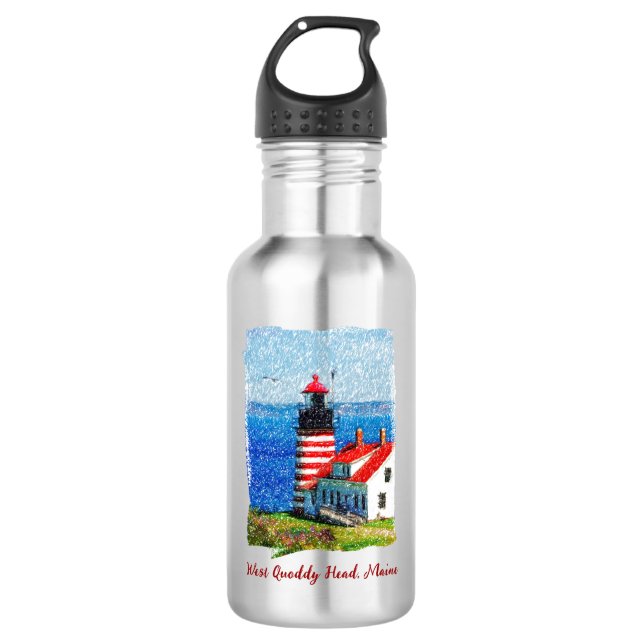 West Quoddy Head Maine Lighthouse Edelstahlflasche (Vorderseite)