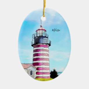 West Quoddy Maine Leuchtturm-Ornament Keramik Ornament
