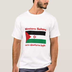 West-Sahara-Flagge + Karte + Text-T-Shirt T-Shirt